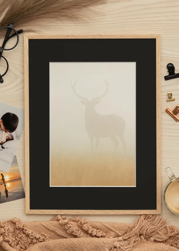 Ram Tunn Ek 40x50 cm - Passepartout Svart 27,5x37 cm