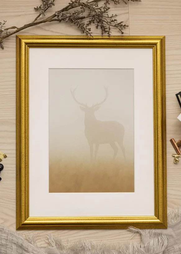 Ram Västkusten Guld 20x30 cm - Passepartout Vit 15x21 cm (A5)