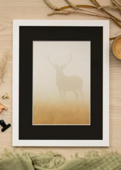 Ram White Wood 40x100 cm - Passepartout Svart 30x91 cm