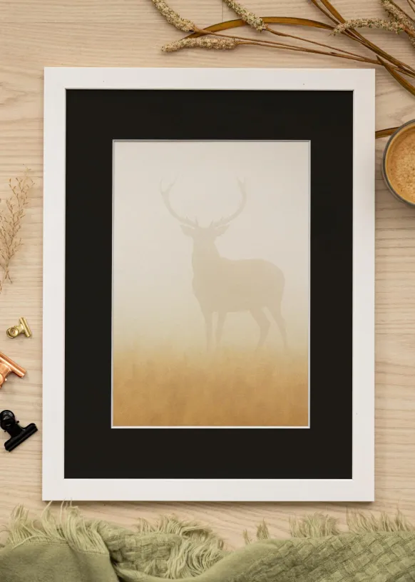 Ram White Wood 40x100 cm - Passepartout Svart 30x91 cm