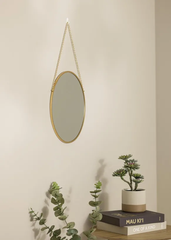 Rund Spegel Modern Guld 40 cm Ø