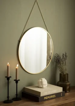 Rund Spegel Modern Guld 50 cm Ø