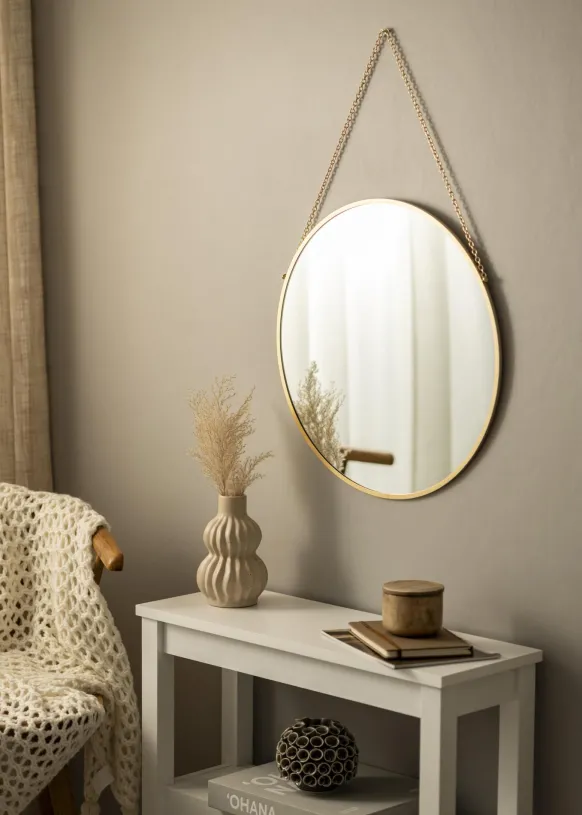 Rund Spegel Modern Guld 50 cm Ø