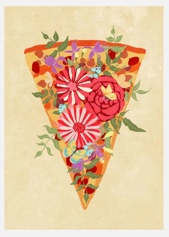 Slice Of Flower Pizza Canvastavla (30x40 cm)