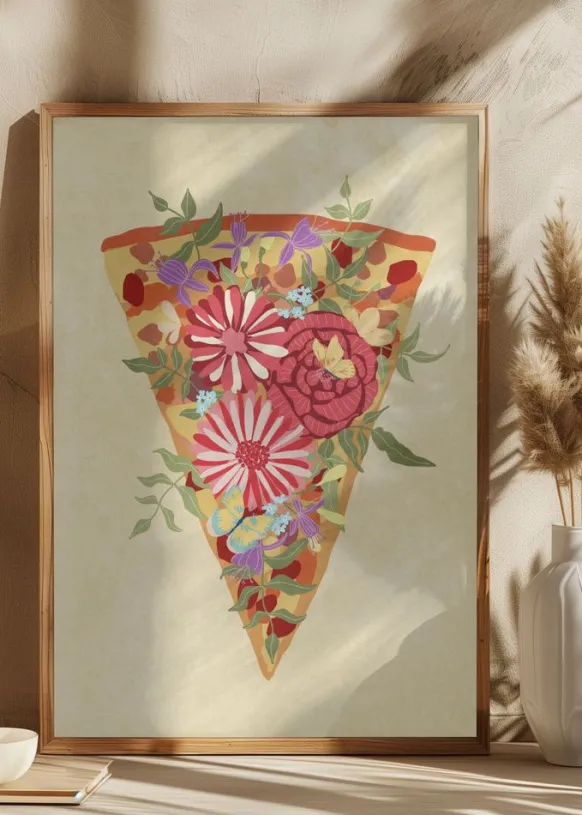 Slice of flower pizza Poster (21x29.7 cm (A4))