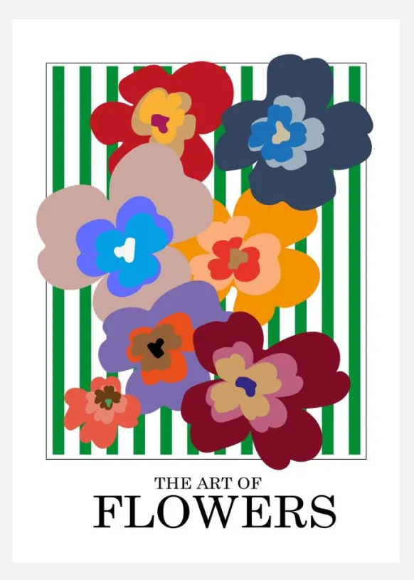 The Art Of Flowers Green Stripe Canvastavla (30x40 cm)