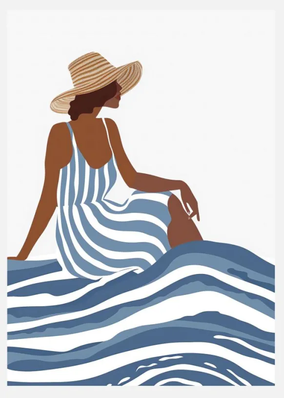 The Girl In The Striped Dress Canvastavla (30x40 cm)