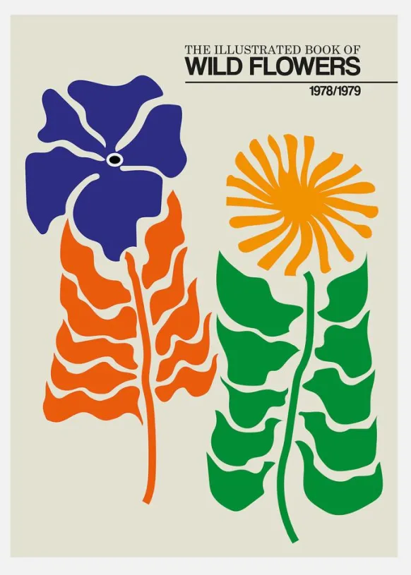 The Illustrated Book Of Wild Flowers Vol.2 Greige Canvastavla (30x40 cm)