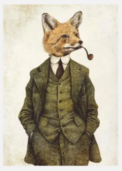 The Vintage Stylish Fox Canvastavla (30x40 cm)