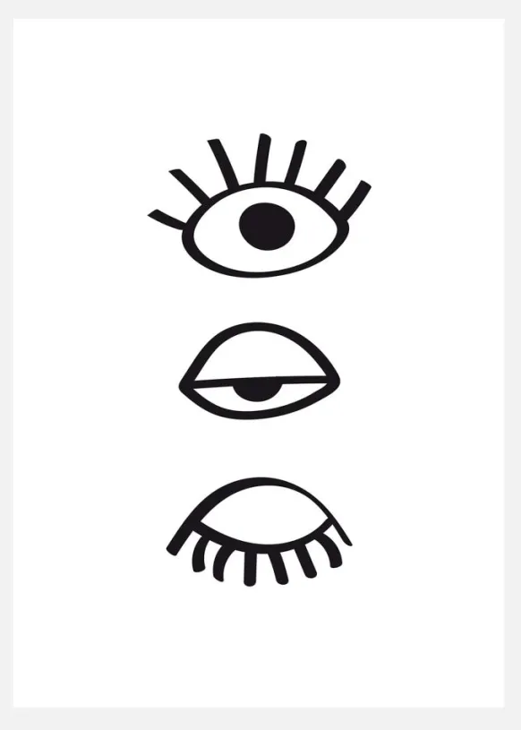 Three Eyes Line Canvastavla (30x40 cm)