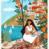 Travel Woman In Mediterranean Coast Canvastavla (30x40 cm)