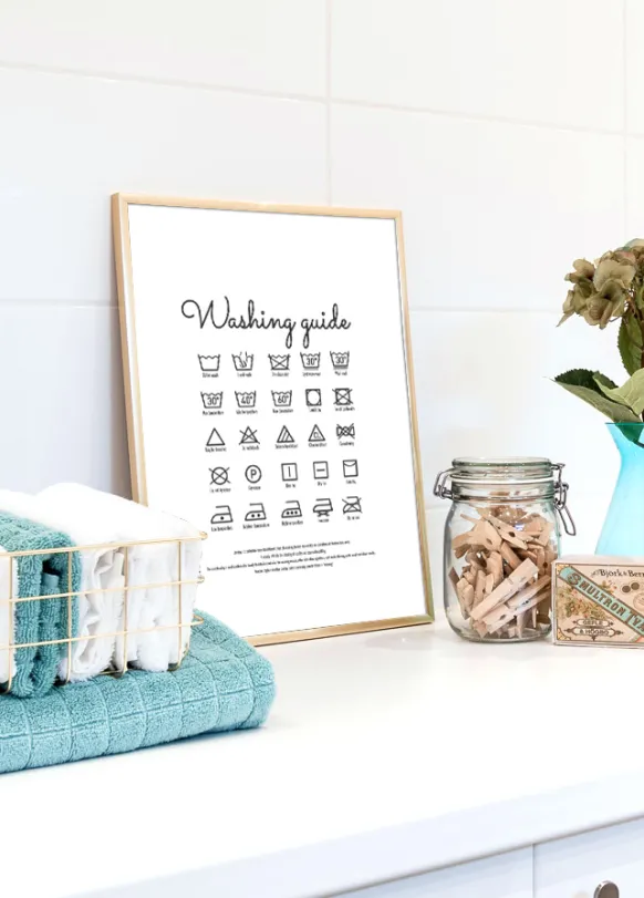 Washing guide white Poster (21x29.7 cm (A4))