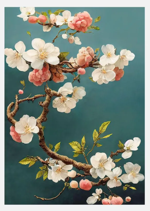 White Cherry Blossoms Canvastavla (30x40 cm)
