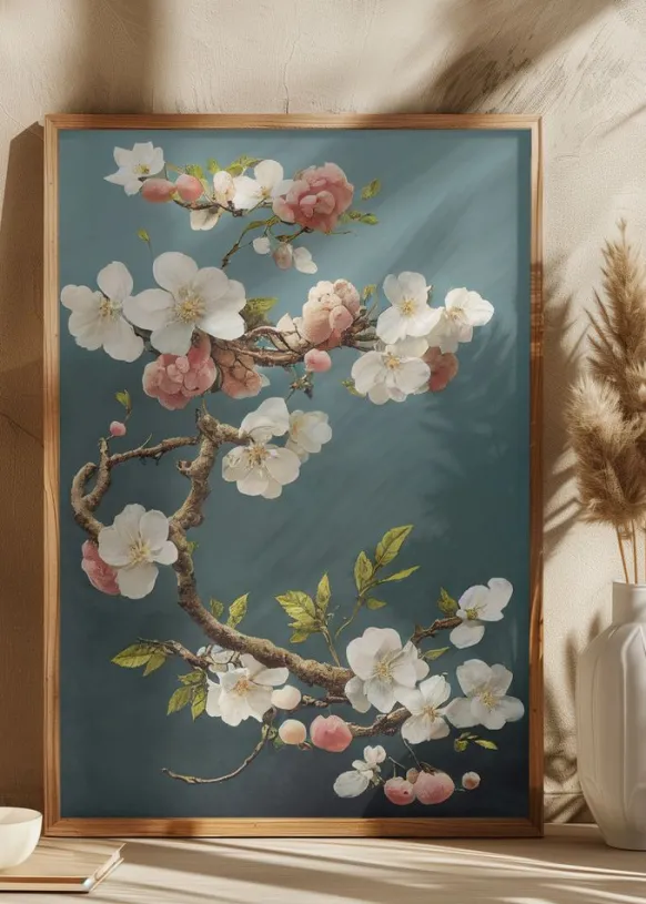 White Cherry Blossoms Poster (21x29.7 cm (A4))